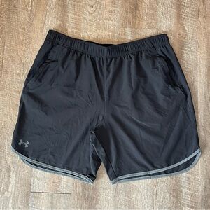 Under Armour Men's Black Gray Athletic Shorts 2X XXL Drawstring Elastic Waist